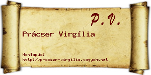 Prácser Virgília névjegykártya